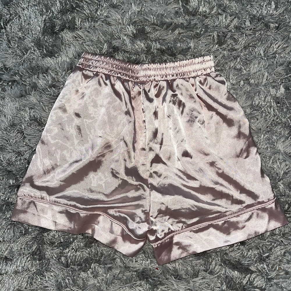 Nasty Gal pink satin shorts